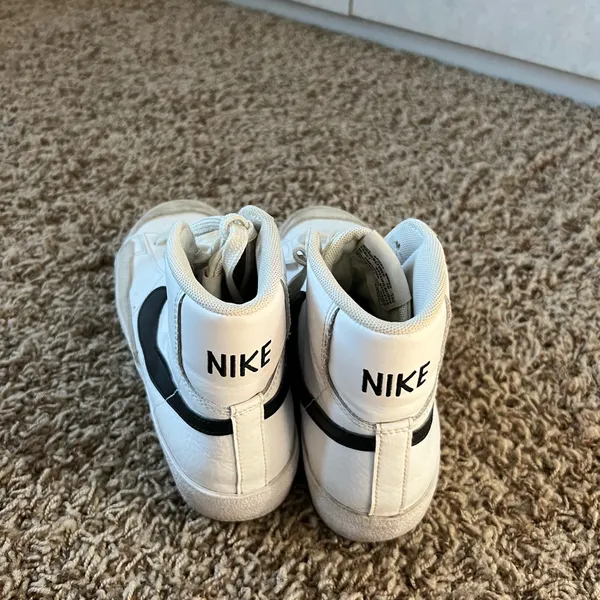 Nike White and Black High-Top Sneakers - Image 2