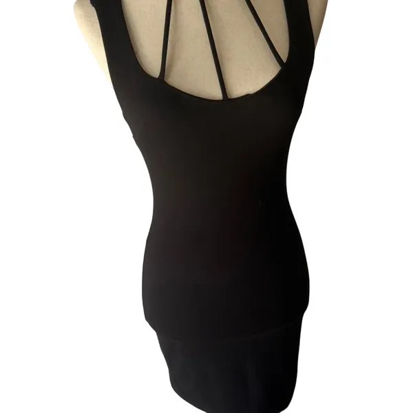 Black bodycon mini dress with cage neck Size M - Image 2