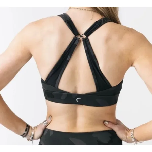 Zyia Active Camo adjustable mesh sports bra gray black padded size L - Image 2