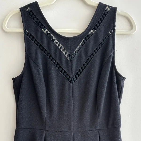 maison Jules Black Pleated Mini Dress with Diamond Cutouts, Size Large - Image 3