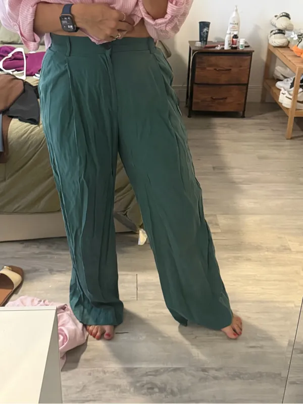 Zara Wide-Leg Green Chinos - Image 6