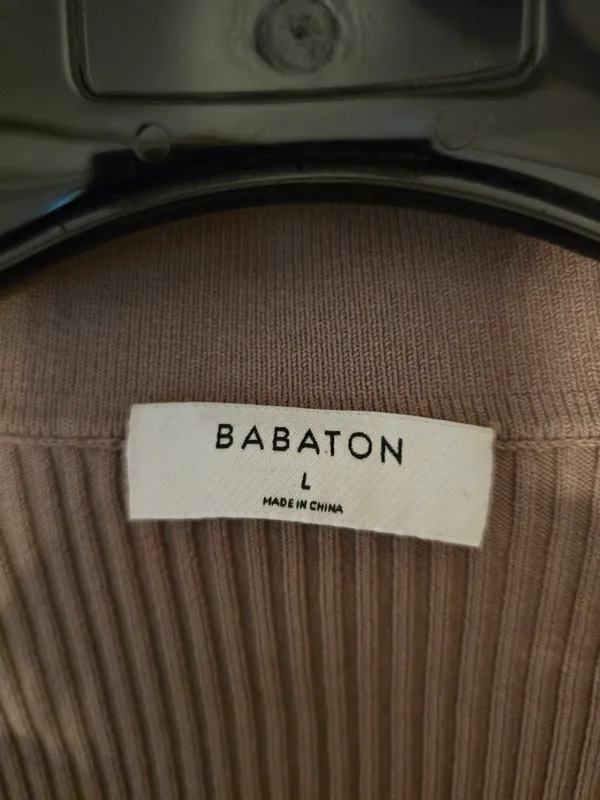 Babaton Ribbed Polo Sweater in Taupe Large - Image 2