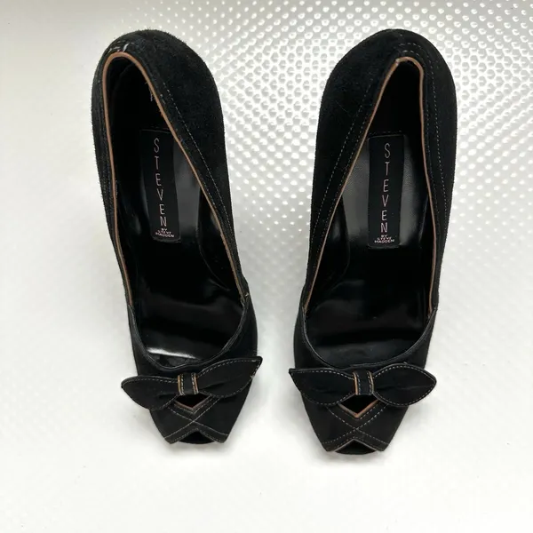 Steve Madden 4” Heel Women’s 8 Black Peep Toe Goth Vamp Dark Romantic Academia - Image 2