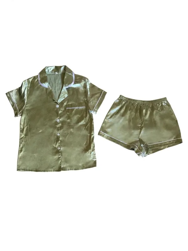 Maid of Honor Satin Pajama Set Sage Green Size Small - Image 8