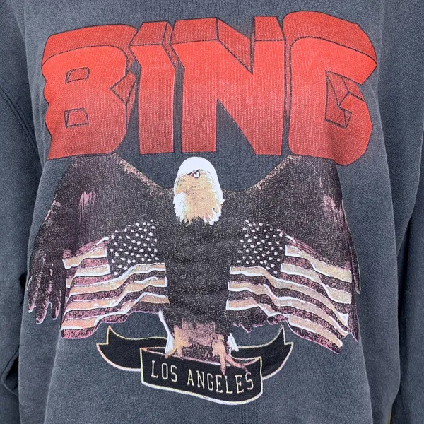 Anine Bing Vintage Bing Eagle Graphic Sweatshirt Black S NWT - Image 6
