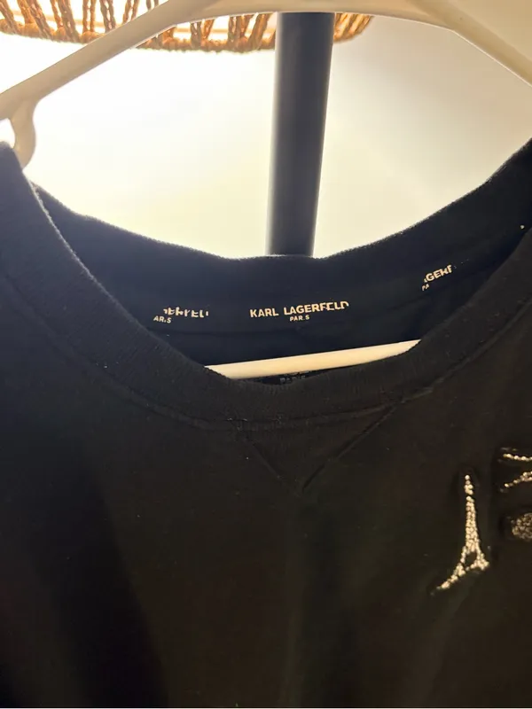 Karl Lagerfeld Black Embellished Crewneck Sweatshirt - Image 3