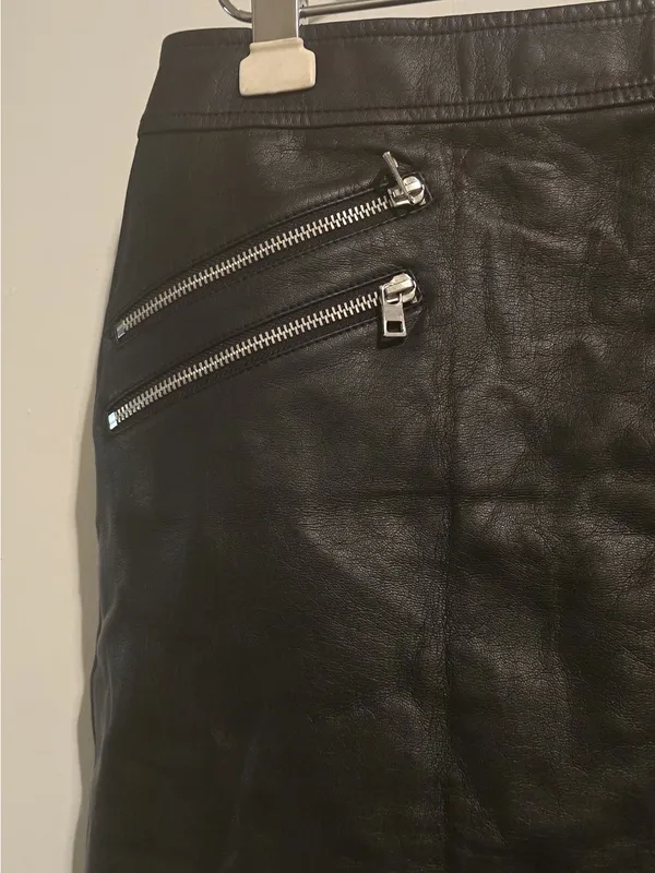 Express Black Faux Leather Asymmetrical Zip Mini Skirt - Image 4