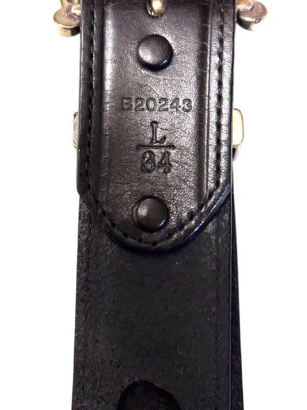 Brighton Black Pierced Leather Belt with Silver Western Buckle Sz L 34 - Image 5