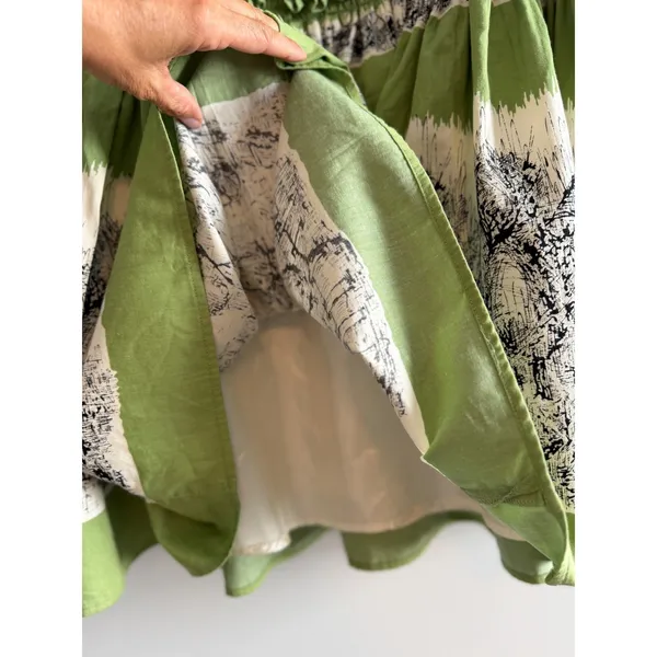 Anthropologie style Green Toile Print Cotton Boho Peasant‎ Skirt Cottagecore - Image 10