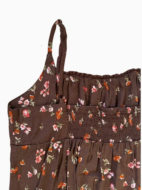 Brown Floral Mini Dress - Image 8