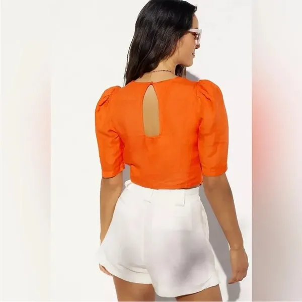Anthropologie Maeve Tie Front‎ Cropped Blouse - Image 2
