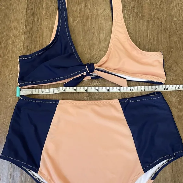 Cupshe Pink And Navy High Waisted Bikini Swimsuit ~ Women’s Size M - Image 15