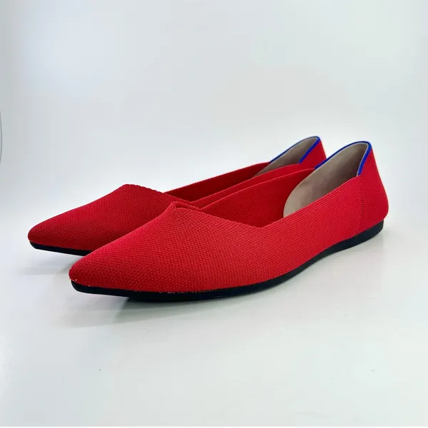 Rothy's The Point Red Knit Pointed Toe Ballet Flats Women's 10 Comfort Slip-On - Image 5