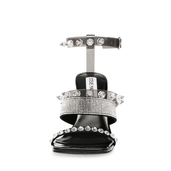 Steve Madden Lightning Rhinestone Stud Heels Black Y2K Sandals - Image 2
