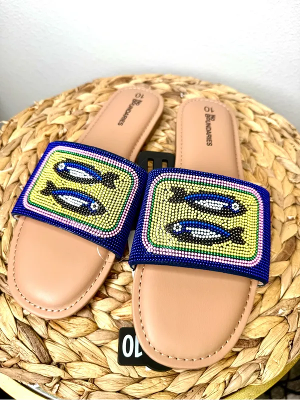 NWT No Boundaries Sandal Sardine Can Beaded Slide Sandals Multi Color Size 10 - Image 2