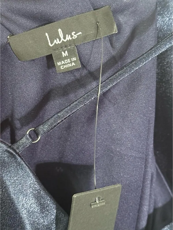 NWT Lulu's Kaisley navy Blue Satin Backless Midi Dress Medium - Image 8