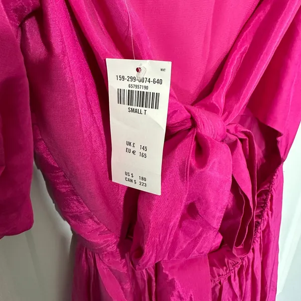 Abercrombie & Fitch‎ Emerson Drama Bow-Back Pink Maxi Dress Tiered Small Tall - Image 5