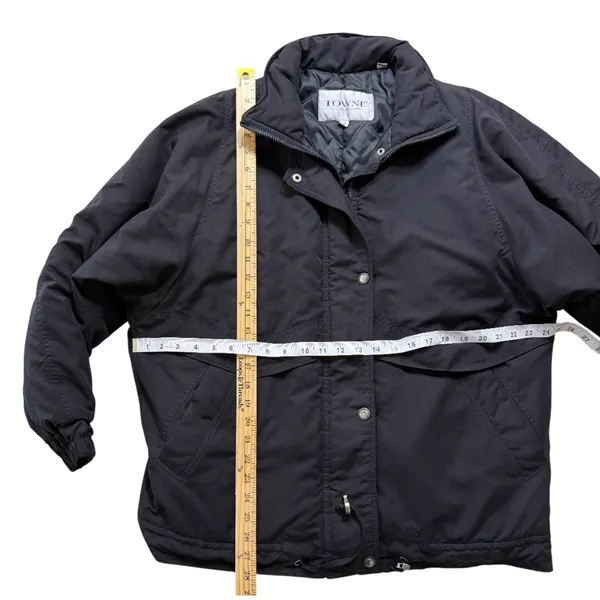 Towne by London Fog Women's Puffer Jacket Size M Black Zip Snap Coat Unisex - Image 6