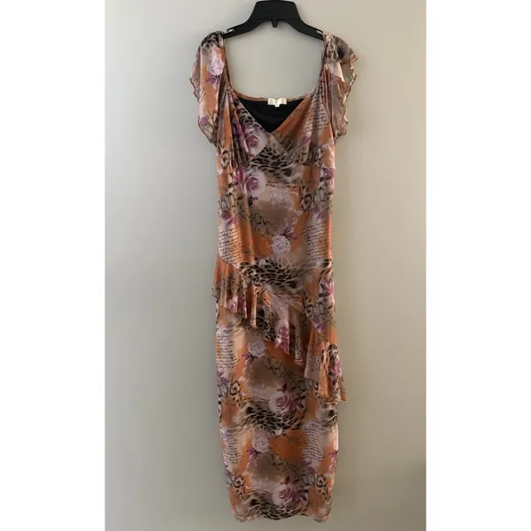 Riley & James Babydoll Dress Size XL Brown Floral Forest Fairy Ruffle Whimsigoth - Image 9