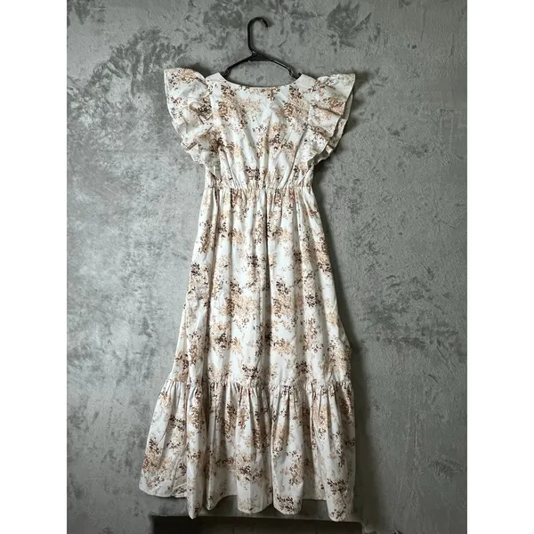 Abercrombie & Fitch Flutter Sleeve Tiered Midi Dress Floral Cottagecore XS - Image 3