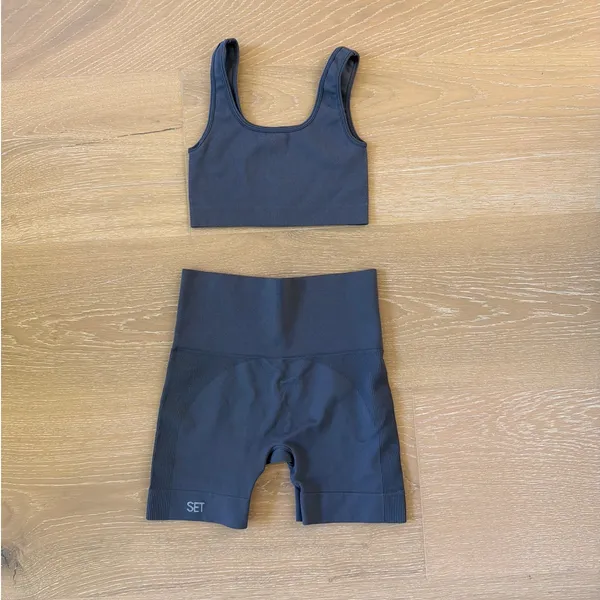 Set Active Crop Top & Bike Shorts Set Size XS Gray - Image 4