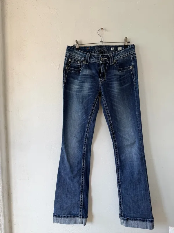 Y2k Miss Me Dark Blue denim cowgirl embellished Bootcut boho Jeans - Image 2