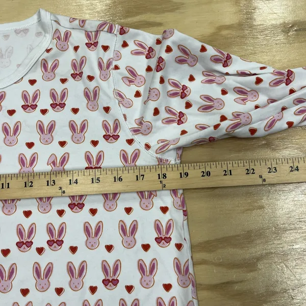 Roller Rabbit Love Bunnies Ladies 2 Piece Pajama PJ Set Pink White Size Large - Image 9