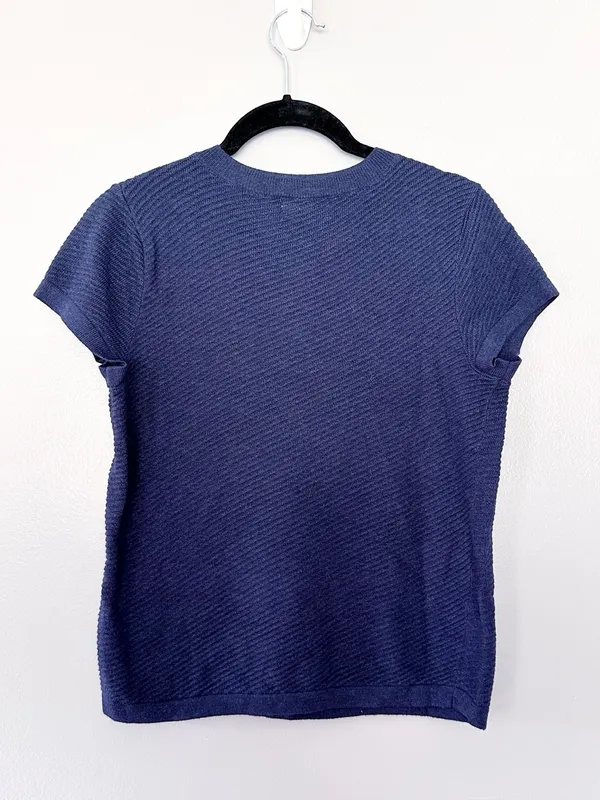 Universal Thread Navy Textured Knit Top V-Neck Short Sleeve XS - Image 8