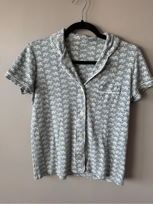 Roller Rabbit Women Hathi Elephant Print Polo Shorts Pima Cotton Pajama Set XS - Image 4