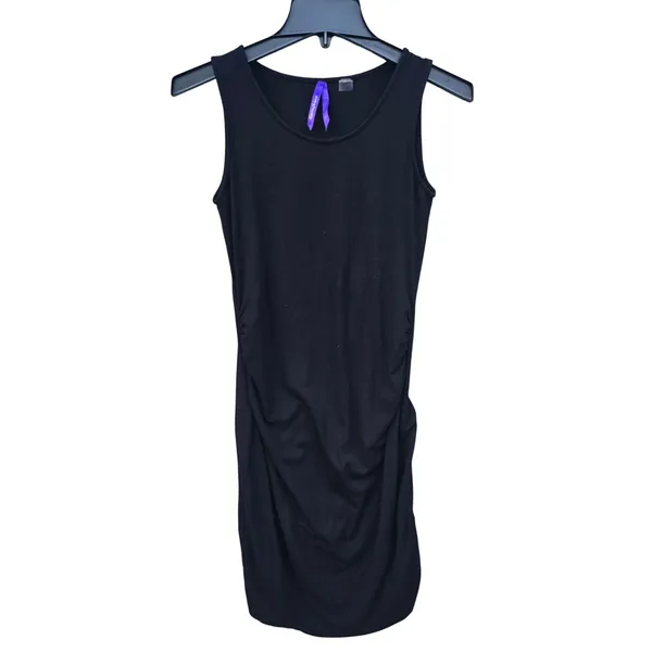 Seraphine Black Ruched Side‎ Maternity Bodycon Midi Dress Sleeveless Small - Image 2