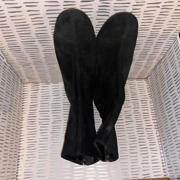 Free People Cecile Black Suede Leather Block Heel Ankle Boots Booties Sz 39 8.5 - Image 3