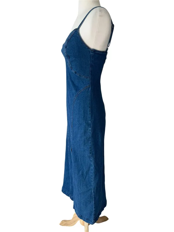 House of Harlow 1960 Denim A line Midi Dress - Image 4