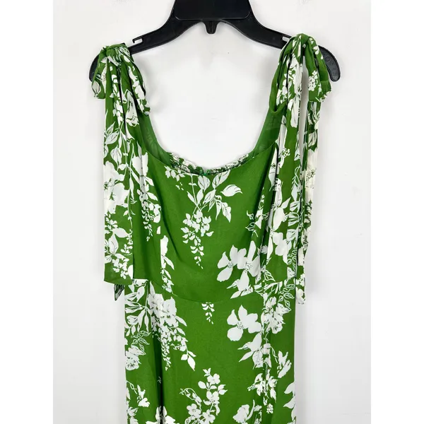 Reformation Twilight Mystique Midi Dress Floral Viscose Green Square Neck US 8 - Image 6