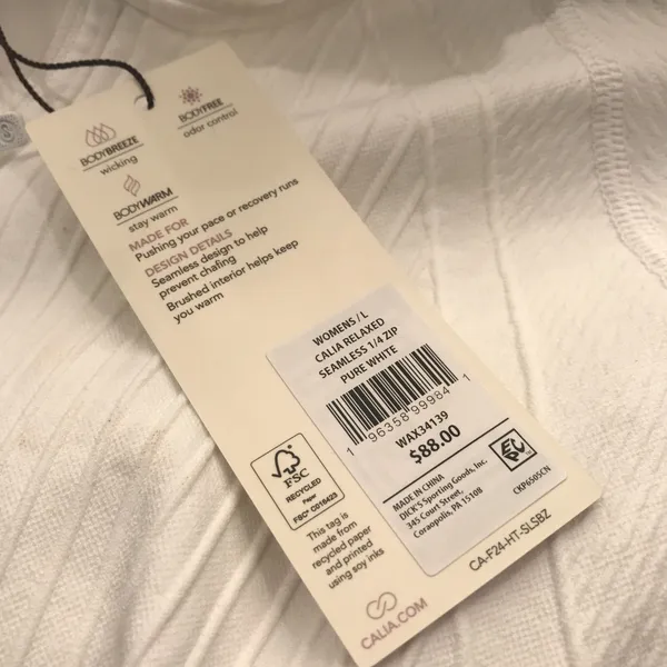 Calia Women's Relaxed Seamless 1/4 Zip in Pure White size L - Image 5