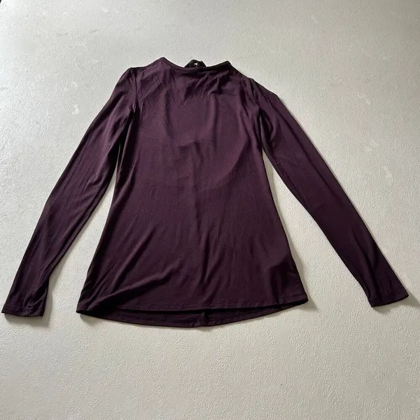 Babaton XS Open Back Long Sleeve Top Purple Plum Minimalist Chic - Image 2