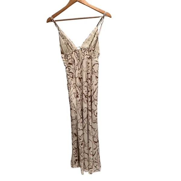 Sundae Muse Side Slit Patterned Midi Dress Brown White Size US 2 Resort Vacation - Image 4