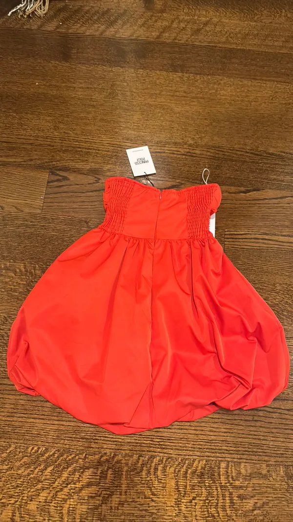 Princess Polly Crotoy Strapless Bubble Hem Mini Dress Red - Image 2