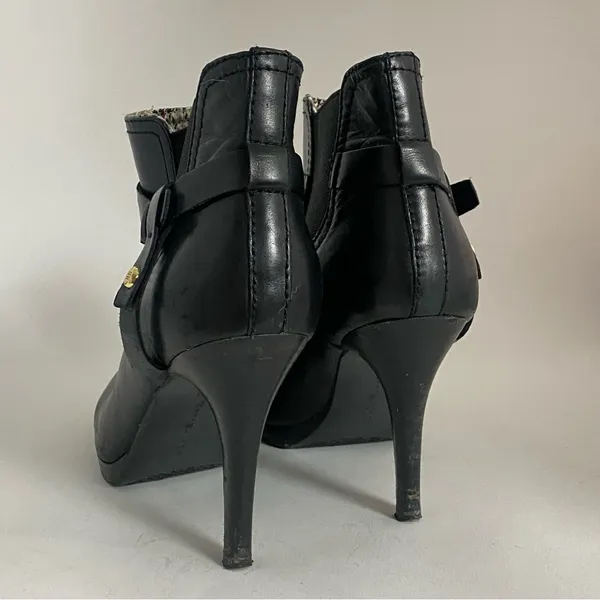 Tommy Hilfiger High Heels Boots Women’s size 9.5 Black Leather Buckle‎ - Image 5