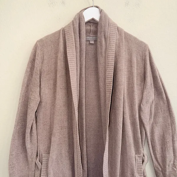 Barefoot Dreams CozyChic Ultra Lite Belted Cardigan Robe Taupe Size Small- Soft - Image 3