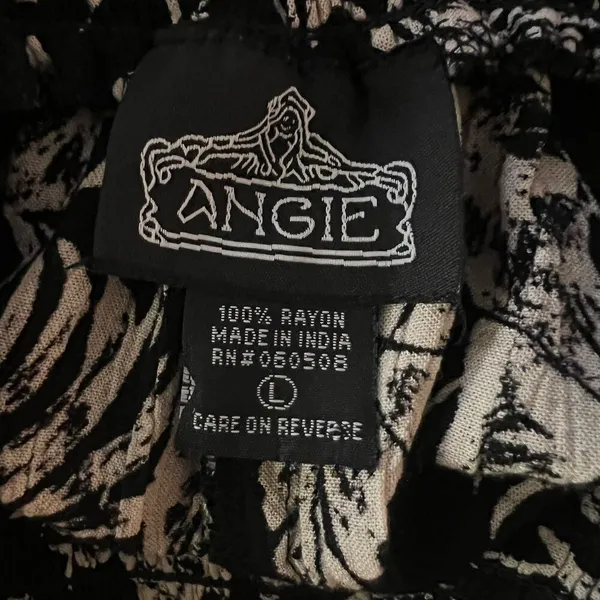 Angie Maxi Skirt Large‎ Floral Beige Black Hi Lo Hem - Image 4