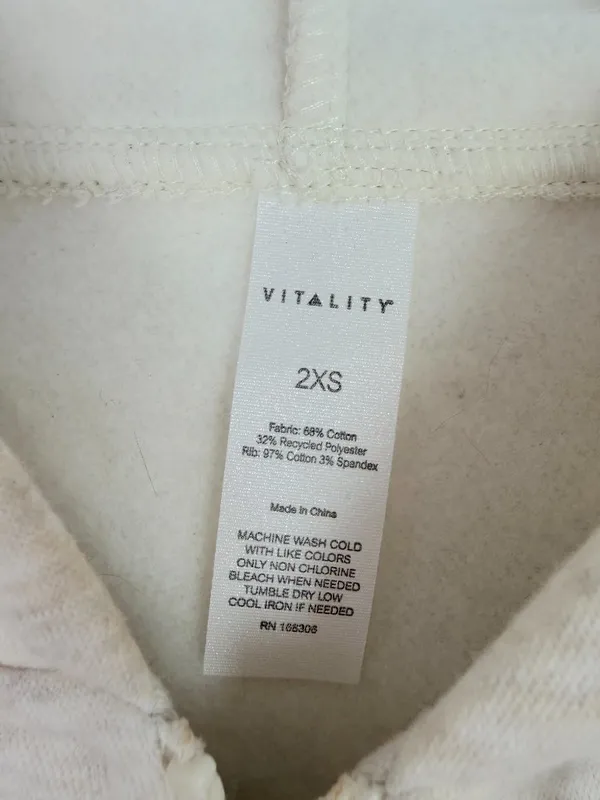 Vitality Cozy Zip Sweatshirt Oat Marl Varsity Hoodie Size 2XS XXS $96 EUC - Image 5