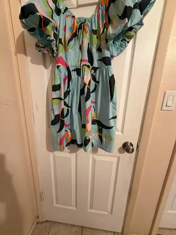 A New Day Women's Puff Short Sleeve Abstract Print Mini Dress - Image 3