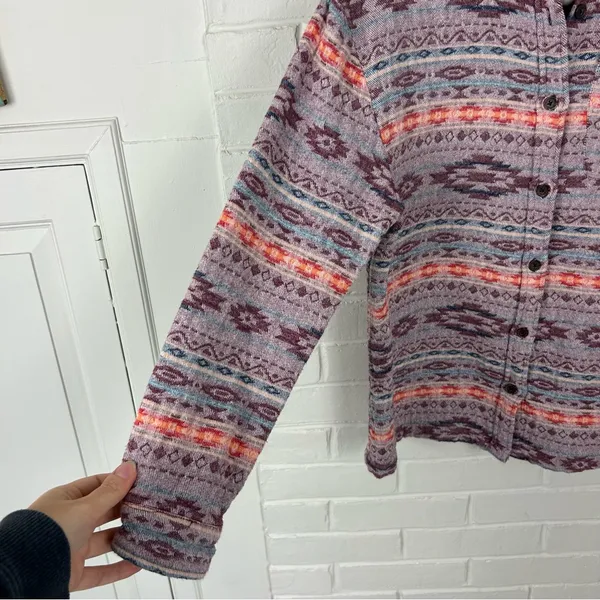Mountain + Isles Boho Western Thick Knit Button Down Shirt / Shacket Size XS - Image 7