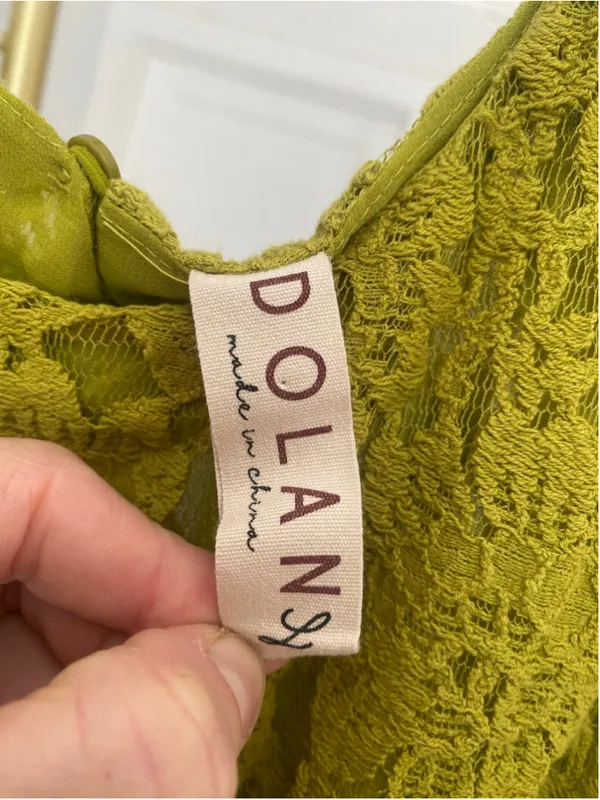 Dolan Chartreuse Lace Blouse Tank Top Fairy Romantic Artsy Eclectic Indie Earthy - Image 5