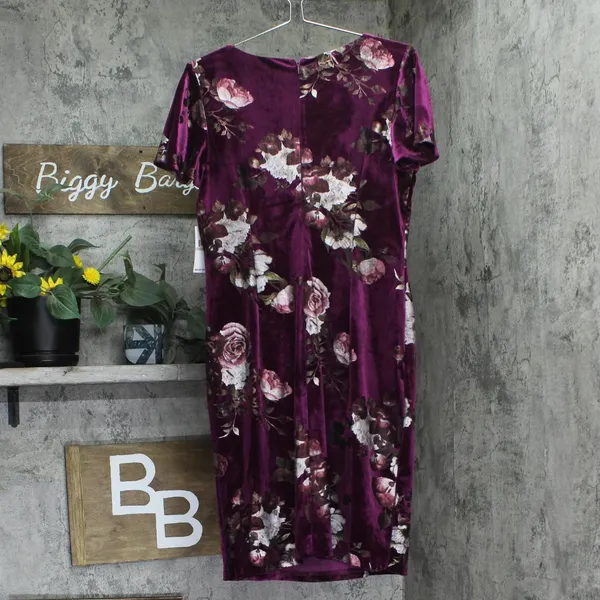NWT SLNY Womens Short Embellished Sheath Velvet Dress Magenta Velvet Purple 12 - Image 4