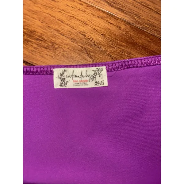Intimately Free People Purple One Puff Shoulder Thong Bodysuit S Stretch - Image 4