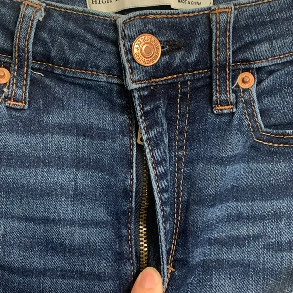 5/$25 Abercrombie & Fitch High Rise Super‎ Skinny Jeans in Medium Blue Wash - Image 3