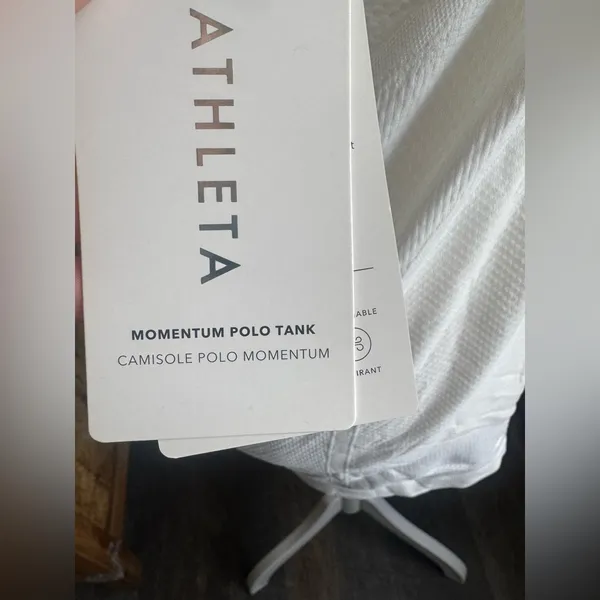 NWT ATHLETA Momentum Polo Tank top 1/4 Zip Neck White size‎ Small - Image 8