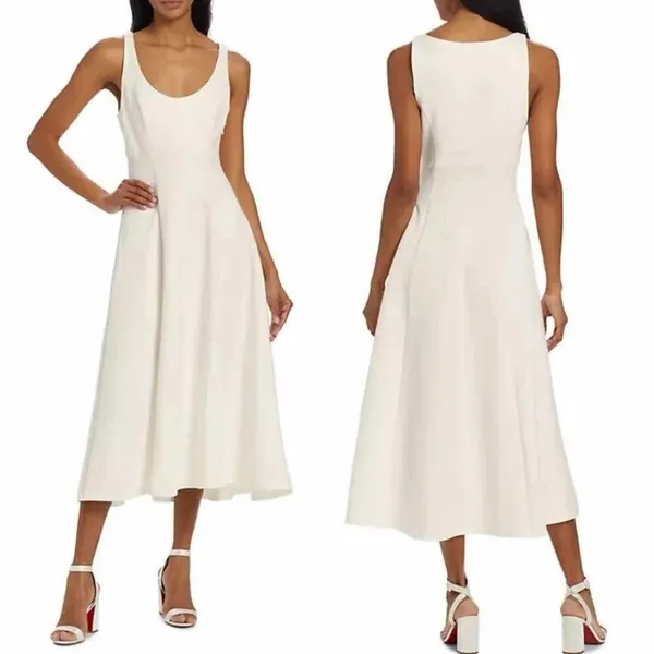 Reformation Mikol Princess Seam Pleated A-Line Midi Dress Medium - Image 7