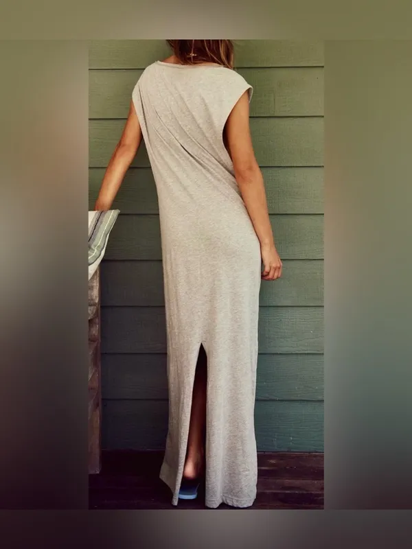 NWOT Free People Free-est Drift Street Cotton-Jersey Maxi Dress - Grey - S *IR* - Image 4